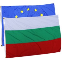 Комплект знамена на България и ЕС с лента 150х90 см. Комплект знамена на България и ЕС с лента 150х90 см.